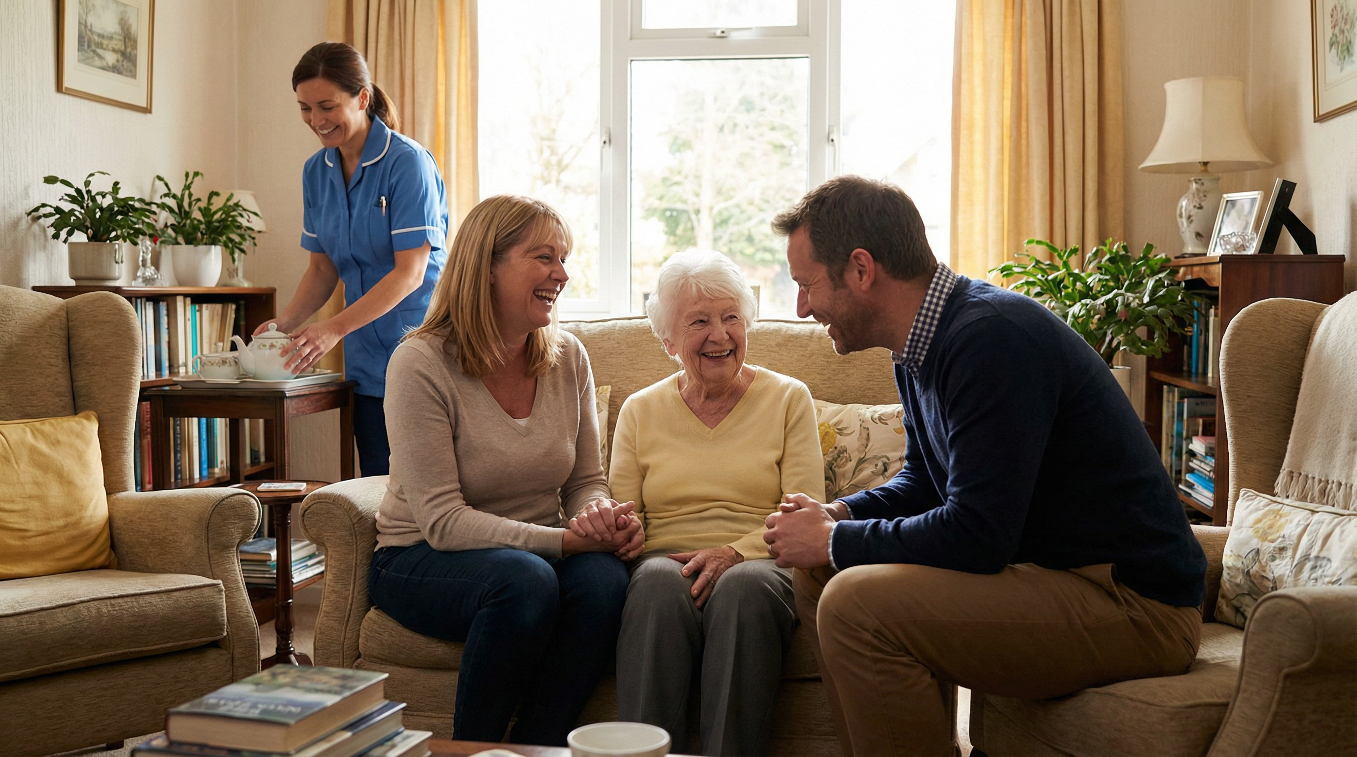 Family enjoying quality time with caregiver support